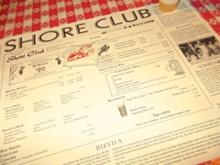 Photo of the Shore Club menu