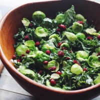 Kale Salad with Brussels Sprouts and Cranberries
