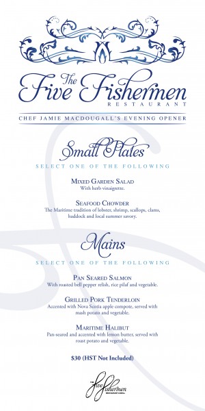 Five Fish - Evening Opener menu