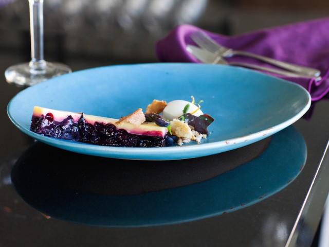 Photo of: Lemon Bavarian with Wild Blueberry Gel