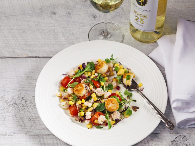 Photo of: Land & Sea Salad with Avon Blanc Vinaigrette