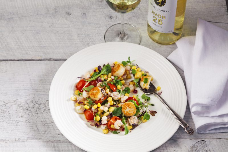 Photo of: Land & Sea Salad with Avon Blanc Vinaigrette 