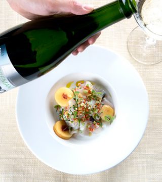 Peach & cucumber scallop ceviche