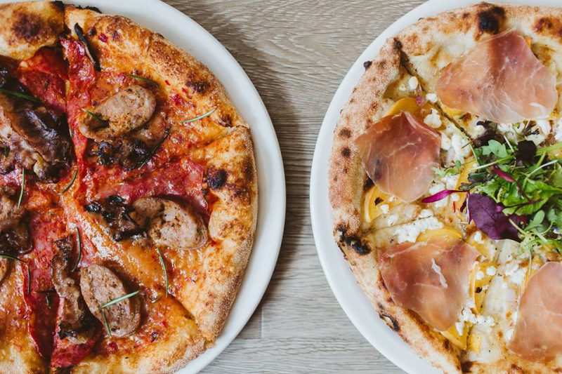 Wood fire oven pizzas at morris east
