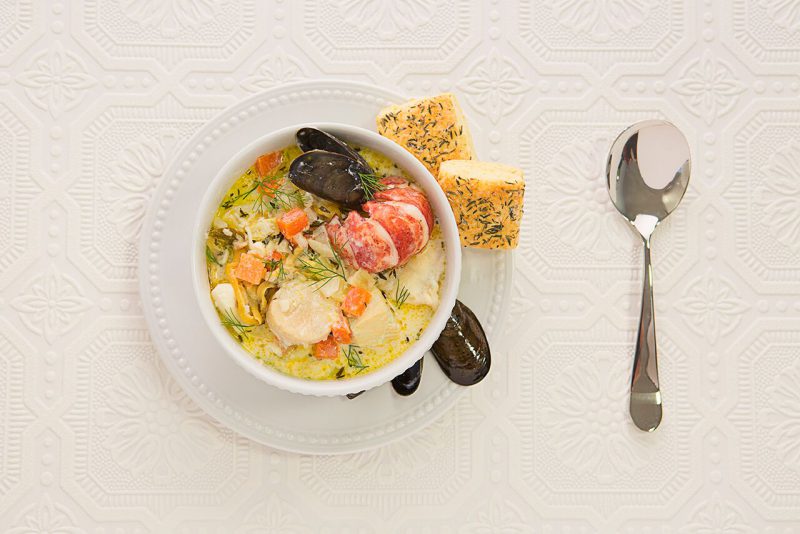 bowl of Nova Scotia Seafood Chowder from the Culinary Gudie