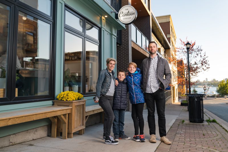 Photo of Renee Lavallee and her family outside of The Canteen