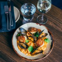Photo of a seafood pasta dish at The Carleton