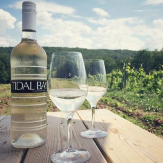 benjamin bridge tidal bay wine and glasses