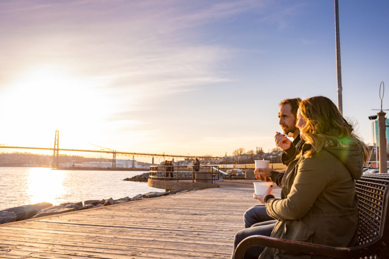 dashboard living eating chowder over harbour view