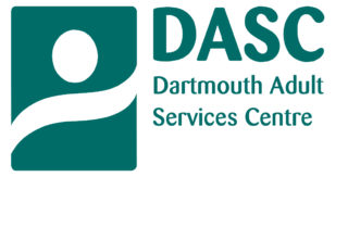 Photo of the logo for DASC - Dartmouth Adult Services Centre. The logo has a white background, while the font and logo image are a teal colour.