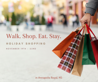 ad for Walk Shop Eat promotion in Annapolis Royal