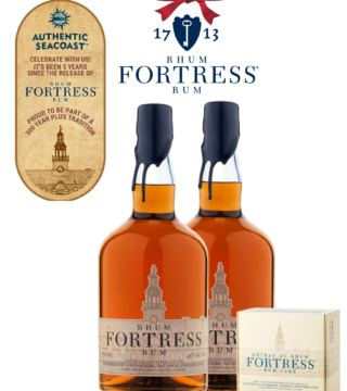 two bottles of authentic seacoast fortress rum and rum cake