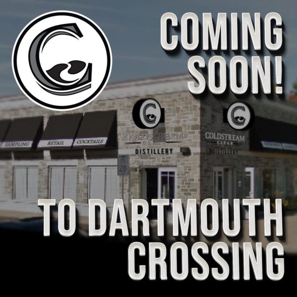 a building with the words coming soon to Dartmouth Crossing and the coldstream clear logo