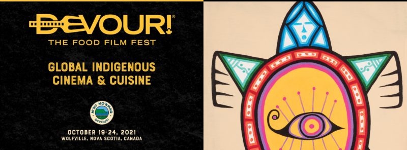 banner with devour on left and logo for the 2021 festival on the right