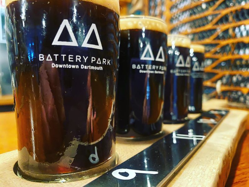 a close up flight of beers from Battery Park