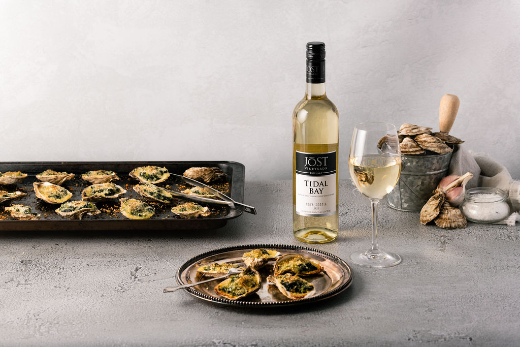 Oysters Rockefeller Paired with Jost Tidal Bay Taste of Nova Scotia