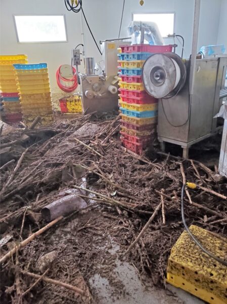 A photo of debris from Hurricane Fiona inside Victoria Cooperative Fisheries Ltd.