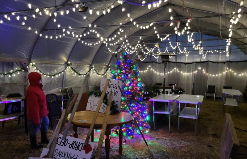cochrane family farm setting up for holiday open house