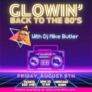 Old Orchard 80s glow party poster