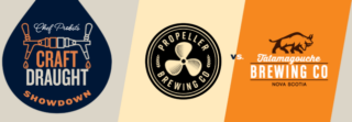 Poster for craft draught showdown with Propeller brewing and Tatamagouche brewing logos